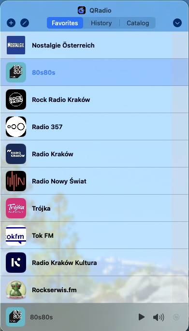 QRadio Favorites panel