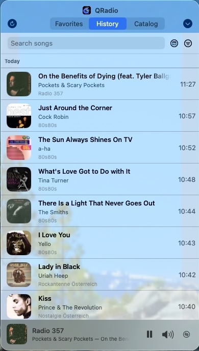 QRadio song history